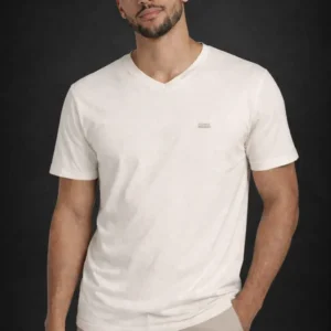 CAMISETA MASCULINA GOLA V OFF WITHE